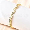 Brass Micro Pave Clear Cubic Zirconia Link Bracelets BJEW-F498-03A-G-1