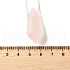Natural Rose Quartz Double Terminal Pointed Faceted Bullet Pendant Necklaces NJEW-C080-01P-01-5