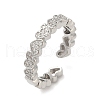 Brass Micro Pave Cubic Zirconia Cuff Rings for Women RJEW-F182-03P-4
