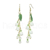 Glass Flower Dangle Earrings EJEW-JE05378-1