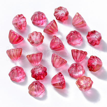 Transparent Spray Painted Glass Beads X-GLAA-T016-32A-1