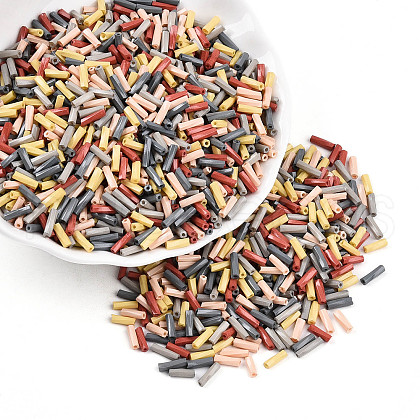 Baking Paint Glass Twist Bugle Beads SEED-N007-24B-1