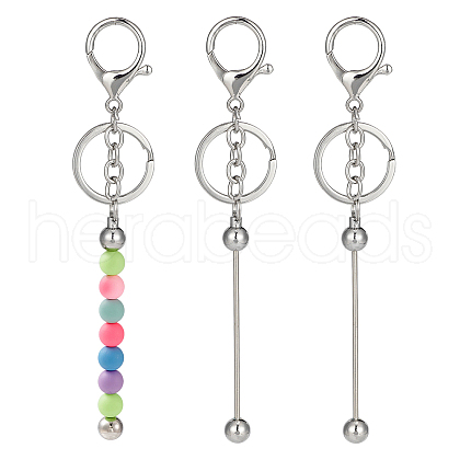 2Pcs Brass Bar Beadable Keychain for Jewelry Making DIY Crafts KEYC-CJ0001-04-1