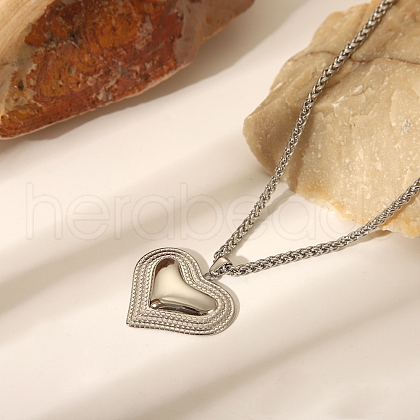 Stainless Steel Textured Pendant Necklaces for Women DY3365-5-1