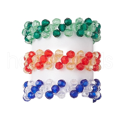 3Pcs Glass Finger Rings RJEW-TA00119-1