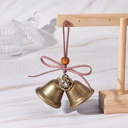 Iron Bell & Tibetan Style Alloy Pendant Decorations HJEW-JM03370-01-1
