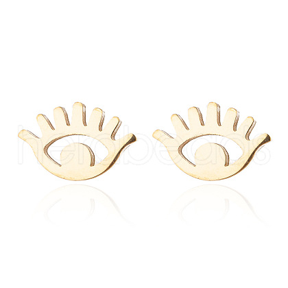 304 Stainless Steel Hollow Out Eye Stud Earrings for Women EJEW-PW0002-12G-1