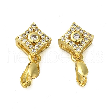 Rack Plating Brass Micro Pave Clear Cubic Zirconia Ice Pick Pinch Bails KK-K340-32G-1