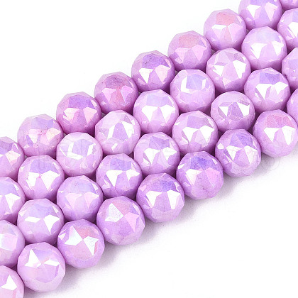 Electroplate Glass Beads Strands GLAA-N010-10mm-07-1
