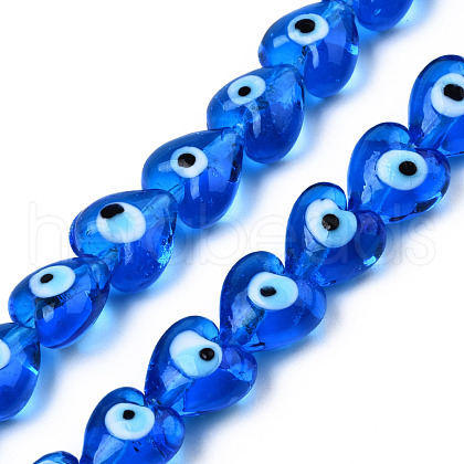 Handmade Evil Eye Lampwork Beads Strands LAMP-N029-010E-1