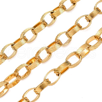 304 Stainless Steel Textured Rolo Chains STAS-P386-09G-1