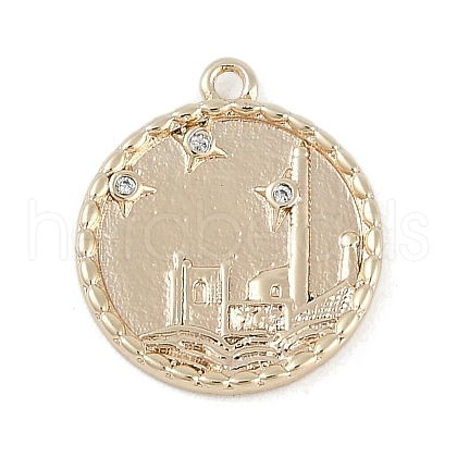 Brass Micro Pave Clear Cubic Zirconia Pendants KK-Z075-10G-1