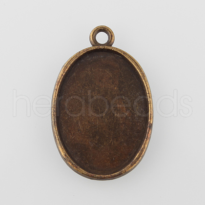 Oval Alloy Pendant Cabochon Settings PALLOY-N0088-21AB-NF-1