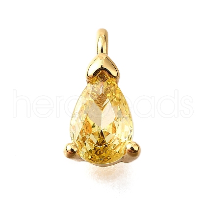 Brass Micro Pave Cubic Zirconia Pendants KK-D356-08B-G-1