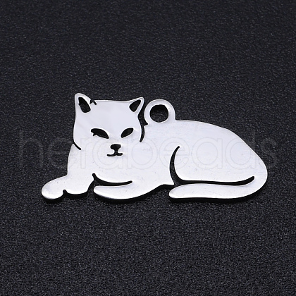 Non-Tarnish 304 Stainless Steel Kitten Pendants STAS-N090-JN857-1-1