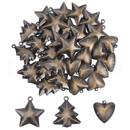  30Pcs 3 Styles Christmas Iron Pendans IFIN-NB0001-61-1
