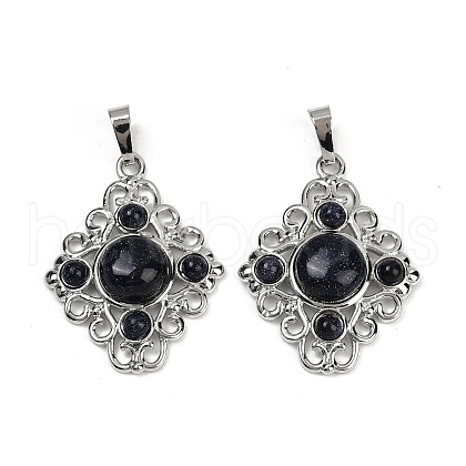 Synthetic Blue Goldstone Pendants G-Z077-01P-14-1
