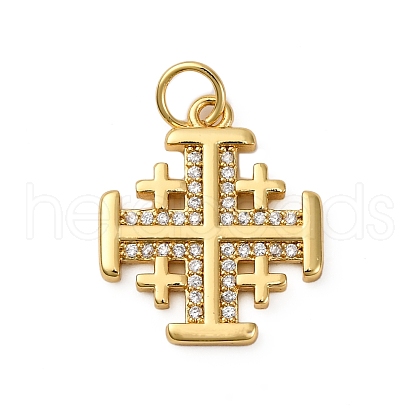 Brass Micro Pave Cubic Zirconia Pendants KK-P308-28G-1