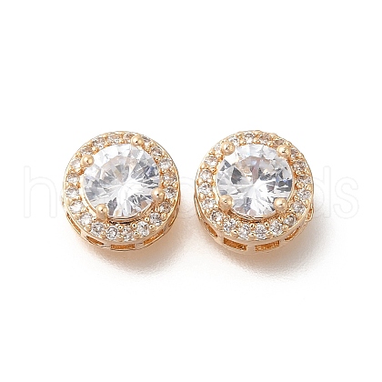 Rack Plating Brass Micro Pave Cubic Zirconia Beads KK-S399-09G-C-1