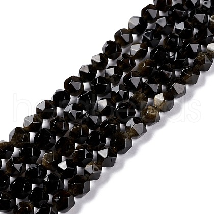 Natural Golden Sheen Obsidian Beads Strands G-C229-01A-1