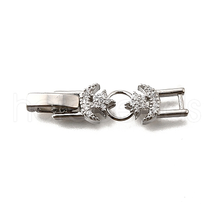 Brass Micro Pave Clear Cubic Zirconia Fold Over Clasps KK-R222-05P-1