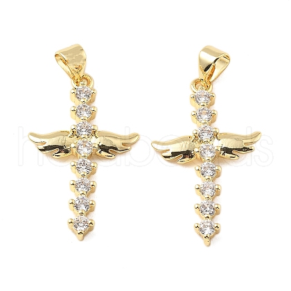 Brass Micro Pave Cubic Zirconia Pendants KK-R229-10G-B-1
