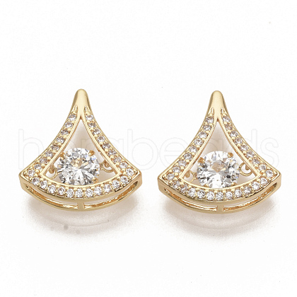 Brass Micro Pave Clear Cubic Zirconia Charms ZIRC-T011-18G-NF-1