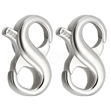 Beebeecraft 2Pcs Sterling Silver Double Opening Lobster Claw Clasps STER-BBC0007-76P-01-1