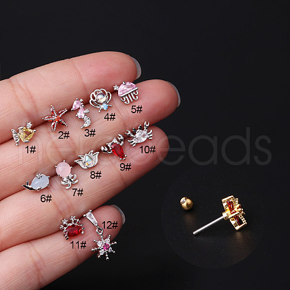 Brass Micro Pave Cubic Zirconia Cartilage Earring WG3714F-35-1