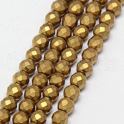 Electroplate Non-magnetic Synthetic Hematite Beads Strands G-J169C-3mm-04-1