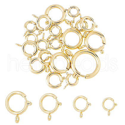 SUPERFINDINGS 20Pcs 4 Sizes Eco-friendly Brass Spring Ring Clasps KK-FH0005-51-1