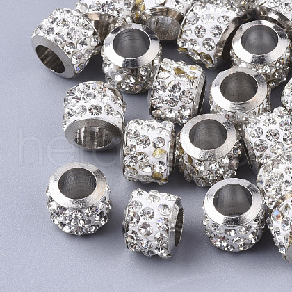 Polymer Clay Rhinestone European Beads RB-S055-18A-P-1