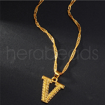Brass Initial Pendant Necklaces FS-WG68BA5-22-1