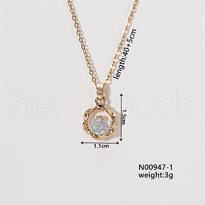 Chic Minimalist Flower Brass Micro Pave Cubic Zirconia Pendant Necklaces LU0770-1-1
