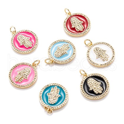 Real 18K Gold Plated Brass Micro Pave Clear Cubic Zirconia Pendants ZIRC-M114-50G-1