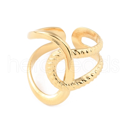 304 Stainless Steel Hollow Knot Open Cuff Rings RJEW-D002-43G-1