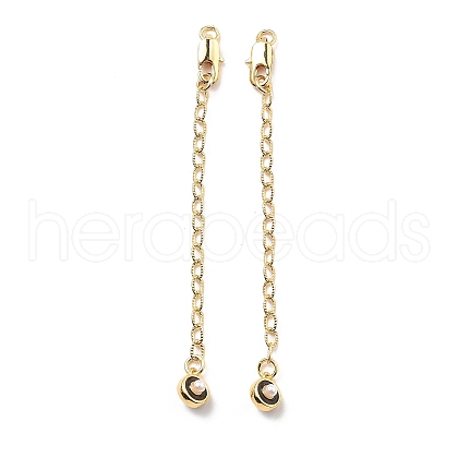 Brass Enamel ABS Imtation Pearl End with Chain KK-B129-27G-02-1