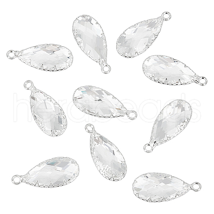 BENECREAT 10Pcs Brass Clear Glass Pendants KK-BC0014-08S-1