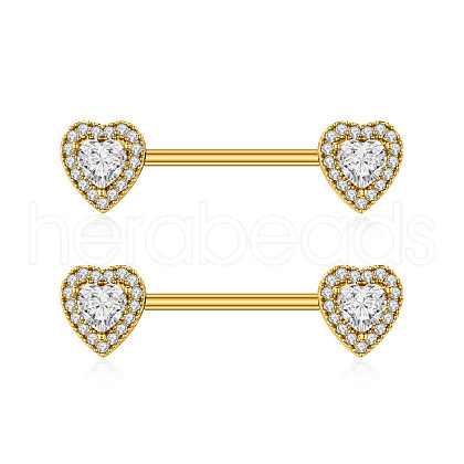 304 Stainless Steel Micro Pave Cubic Zirconia Nipple Rings WG2793F-05-1
