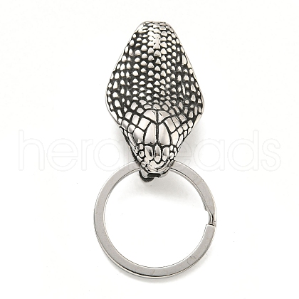 Tibetan Style 316 Surgical Stainless Steel Fittings with 304 Stainless Steel Key Ring FIND-Q101-02AS-1