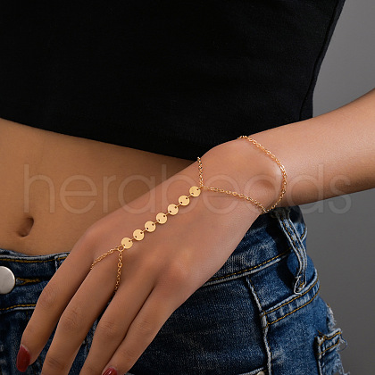 Alloy Flat Round Link Ring Bracelets for Women FS-WG2E176-01-1