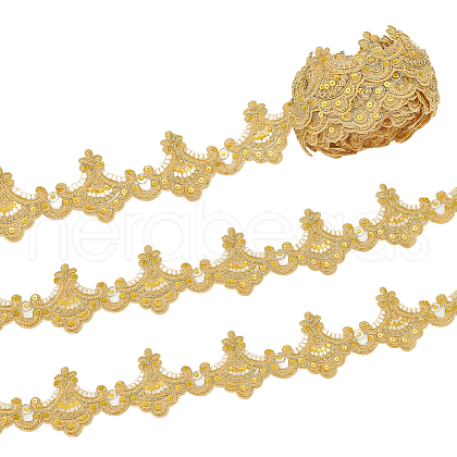 FINGERINSPIRE 7.8 Yards Polyester Embroidery Flower Lace Trim DIY-FG0004-91-1