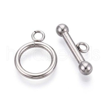 Non-Tarnish 304 Stainless Steel Ring Toggle Clasps STAS-A092-09I-P-1