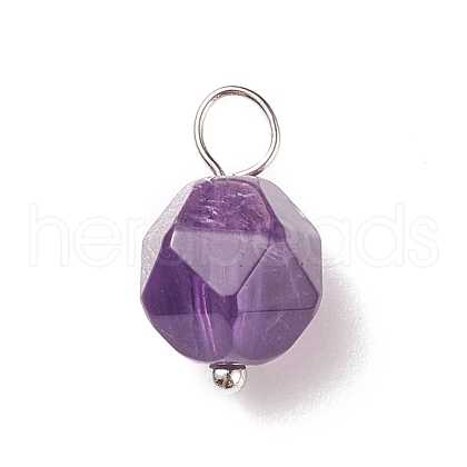 Faceted Natural Amethyst  Pendants PALLOY-JF01694-03-1