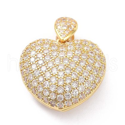 Brass Micro Pave Clear Cubic Zirconia Pendants ZIRC-P085-28G-1
