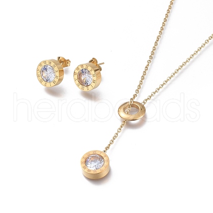 304 Stainless Steel Rhinestone Jewelry Sets SJEW-M097-04G-1