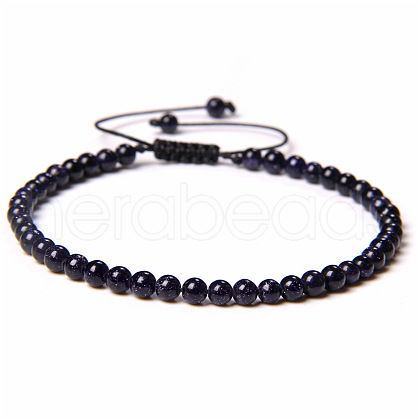 Adjustable women's Blue Goldstone Beaded bracelet CN3407-31-1