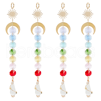 AHADEMAKER 4Pcs Sun Catcher Pendant Decorations HJEW-GA0001-20-1