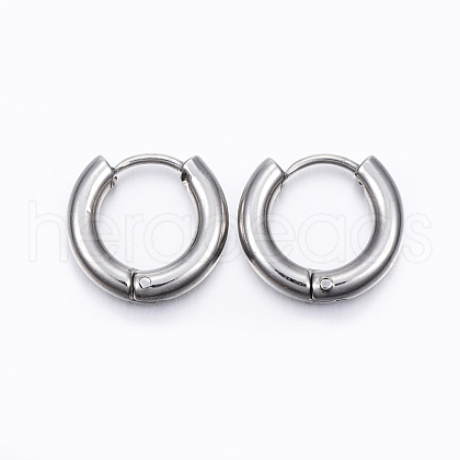 304 Stainless Steel Huggie Hoop Earrings EJEW-F111-14mm-P-1