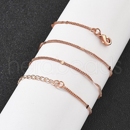 Brass Curb Chains Necklaces for Women NJEW-D302-18RG-1